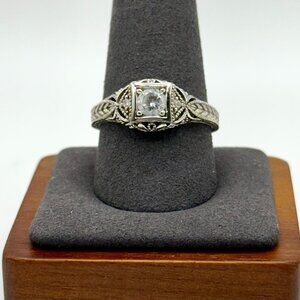 Art Deco Vintage Sterling Silver Engagement Ring